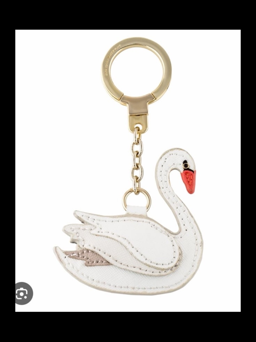 kate spade White Swan Keychain with Gold Hardware and Coral Beak